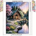 5d Diamond painting Lace House full round drill 30*45 لوحة البيت و البحيرة الرسم بالماس