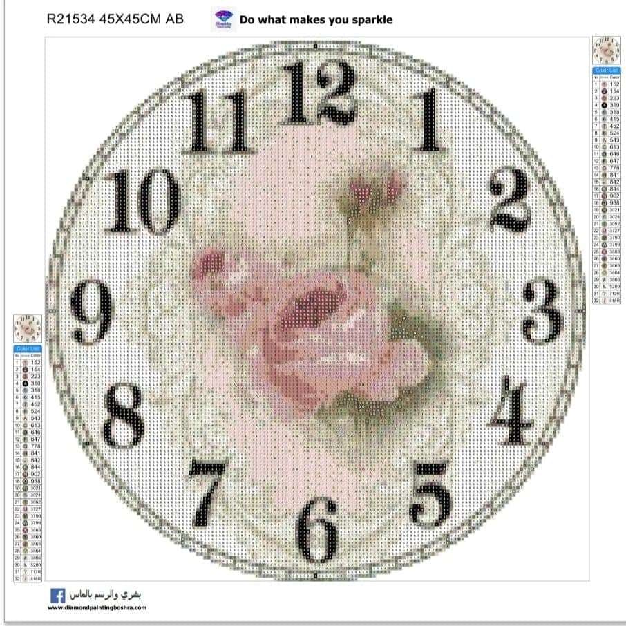 5d Diamond Painting Boshra Classic flower clock full round AB drill 45*45ساعة دائريه وردة كلاسيكي الرسم بالماس 5d Diamond Painting Boshra Classic flower clock full round AB drill 45*45ساعة دائريه وردة كلاسيكي الرسم بالماس