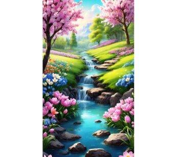5d Diamond painting Boshra powerful river full Round drill 35*65 لوحةنهر الطاقه رسم بالماس