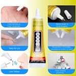 E 8000 Rhinestone Glue Clear Multi-Function Adhesive Super Glue with Cap & Precision Tip for Jewelry Repair, Small Hobby Models, Metal Stone Crafts, Fabric(110ML)