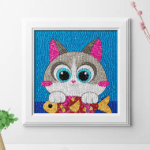 diamond painting Kids cat crystal Full Drill 18*18 لوحة القطه الرسم بالماس للأطفال دايموند كريستال