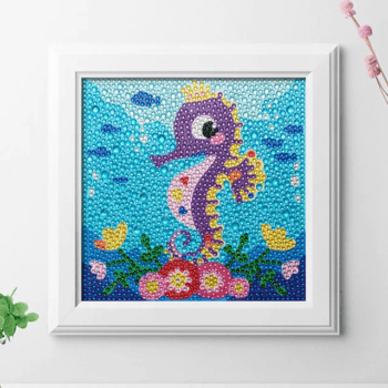diamond painting Kids Sea Horse crystal Drill 18*18  لوحةحصان البحر الرسم بالماس للأطفال دايموند كريستال