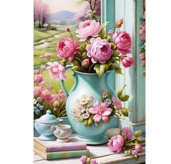 5d Diamond painting Egypt Flowers round AB drill 40*50 لوحة زهور النسيم رسم بالماس
