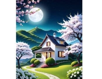 5d Diamond painting Egypt quite house full round drill 40*50 لوحة البيت الهادي رسم بالماس