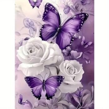 5d Diamond Painting Egypt Lavender butterfly full round  ab drill 35*45 لوحة الفراشات البنفسجي رسم بالماس