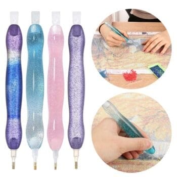 Point Drill Embroidery Resin Pen with 4 Head 5D DIY Painting Tools Pen Glue قلم الريزين مع 3 رؤس