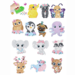 5d Diamond painting 12 stickers the Animals crystal Drill إستيكرات الحيوانات كرتون رسم بالماس