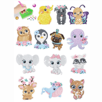 5d Diamond painting 12 stickers the Animals crystal Drill إستيكرات الحيوانات كرتون رسم بالماس