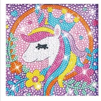 diamond painting Kids Unicorn crystal Full Drill 18*18 لوحة اليونيكورن الرسم بالماس للأطفال دايموند كريستال
