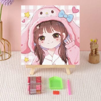 5d Diamond Painting girl round drill 20*20 لوحة الفتاه ماسية مشدوده علي ايطار