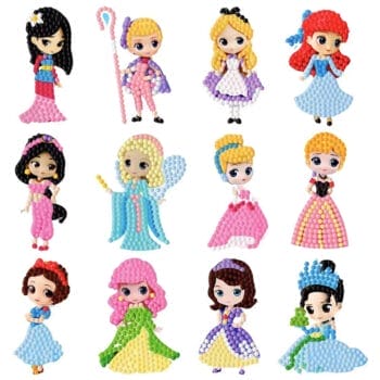 b200 5d Diamond painting stickers 12 princess إستيكرات اميرات رسم بالماس