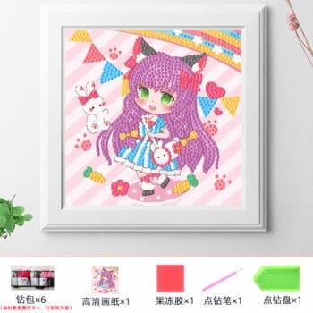 5d Diamond Painting Egypt purple girl partial drill with frame18*18 لوحة البنت البنفسجي لوحاة ماسية جزئيه مع إيطار