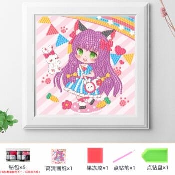 5d Diamond Painting Egypt purple girl partial drill with frame18*18 لوحة البنت البنفسجي لوحاة ماسية جزئيه مع إيطار