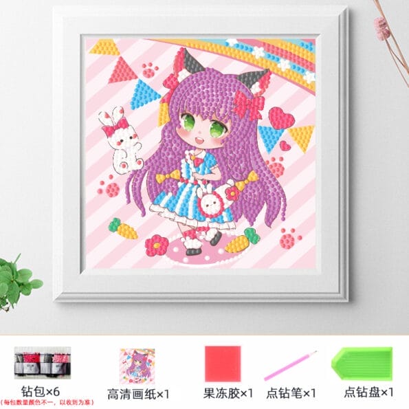 5d Diamond Painting Egypt purple girl partial drill with frame18*18 لوحة البنت البنفسجي لوحاة ماسية جزئيه مع إيطار