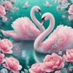 5d swan diamond painting Boshra Full round drill 40*40 لوحه البجع الرسم بالماس