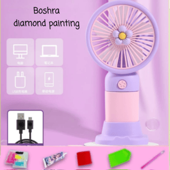 Boshra Diamond Painting Egypt Hand Fan مروحة يد بمبي وموف رسم بالماس