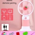 Boshra Diamond Painting Egypt Hand Fan مروحة يد بمبي وابيض رسم بالماس