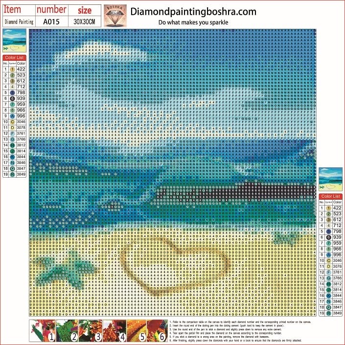A015-30X30CM--sea 1رسم بالماس لوحات ماسيه